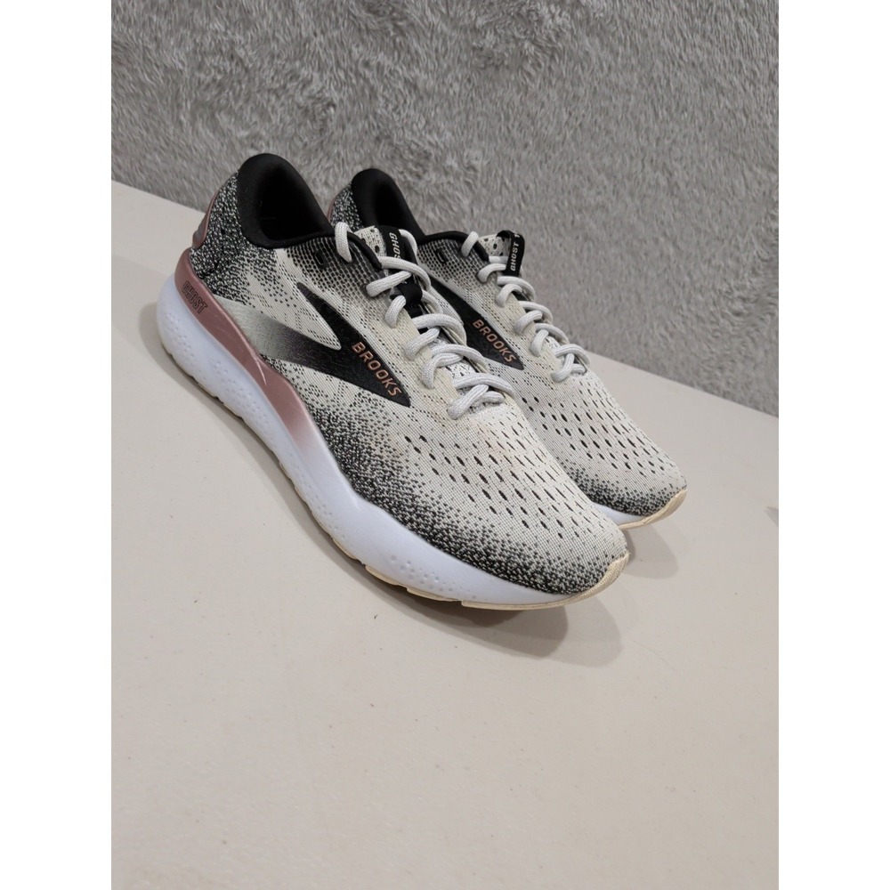 Brooks Ghost 16 Womens Running Shoes White Black Rose 1204071B105 Size 10 B